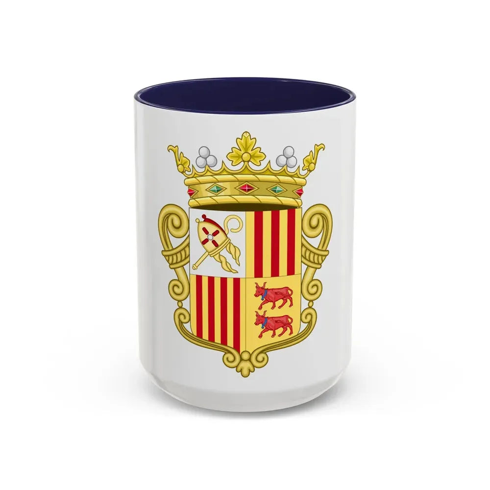 Coat of arms of Andorra - Flag Version (1931-1949) - Accent Coffee Mug 15oz Navy - Go Mug Yourself