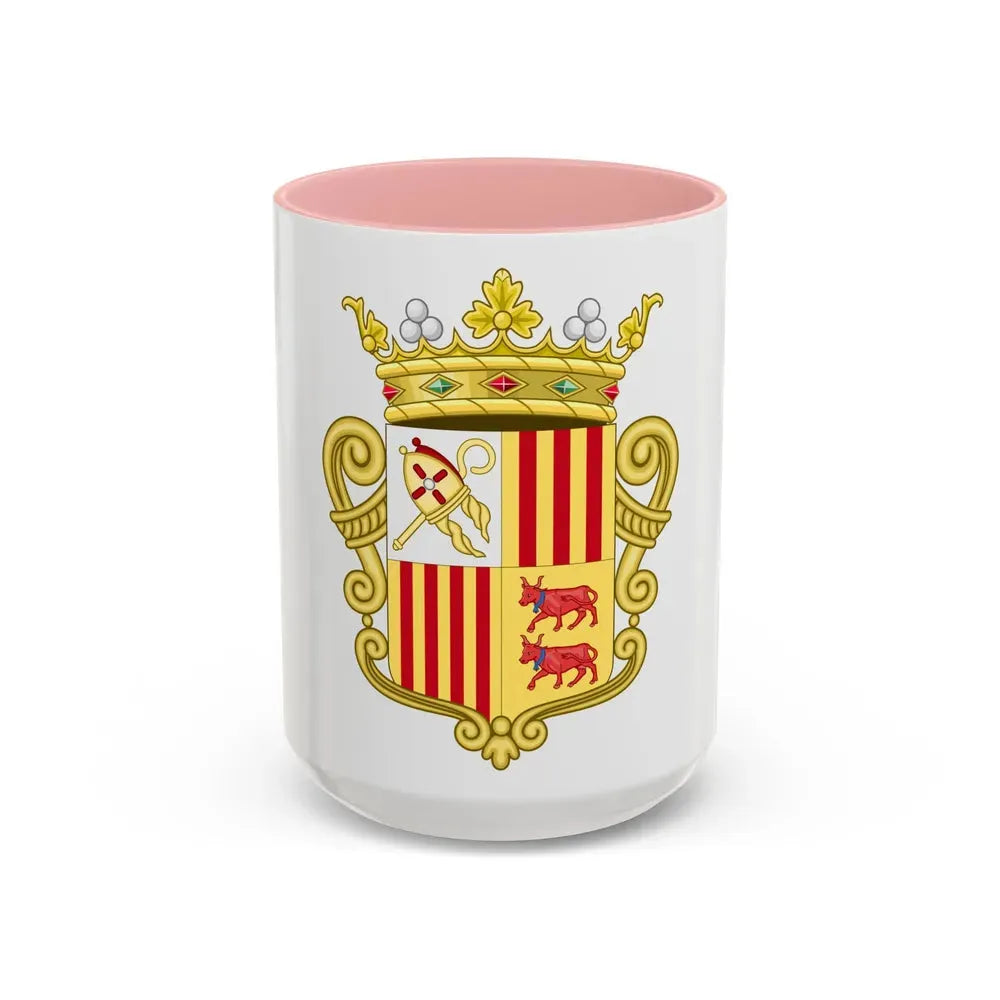 Coat of arms of Andorra - Flag Version (1931-1949) - Accent Coffee Mug 15oz Pink - Go Mug Yourself