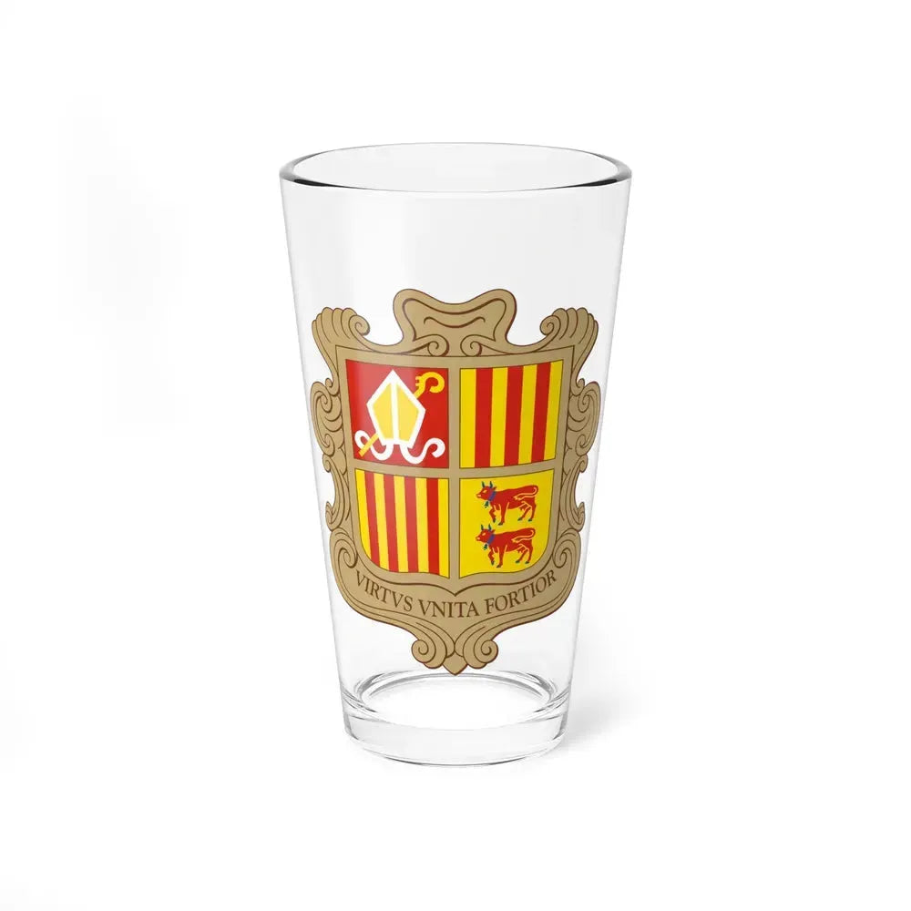 Coat of arms of Andorra - Pint Glass 16oz 16oz - Go Mug Yourself