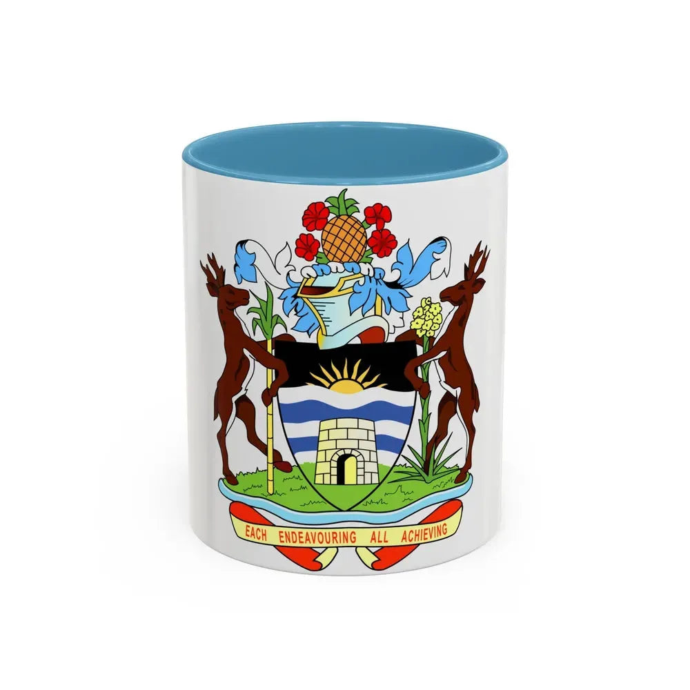 Coat of arms of Antigua and Barbuda - Accent Coffee Mug 11oz Light Blue - Go Mug Yourself