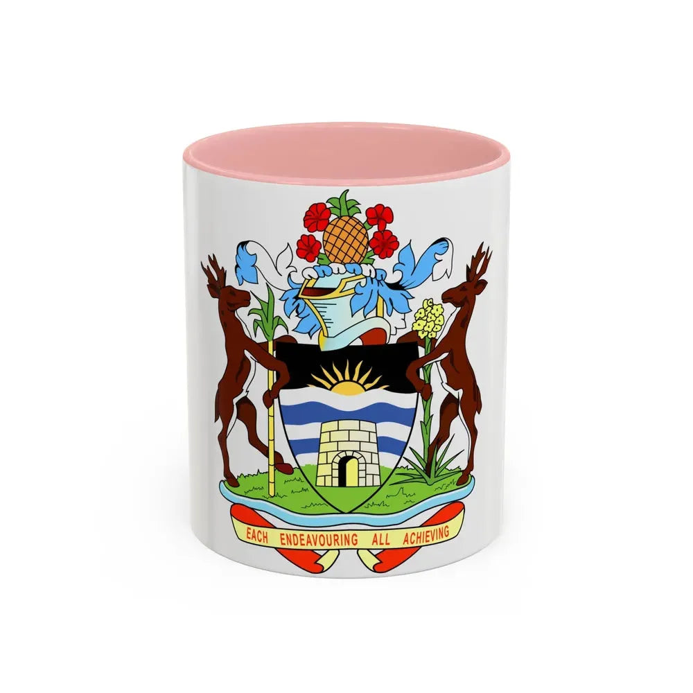 Coat of arms of Antigua and Barbuda - Accent Coffee Mug 11oz Pink - Go Mug Yourself