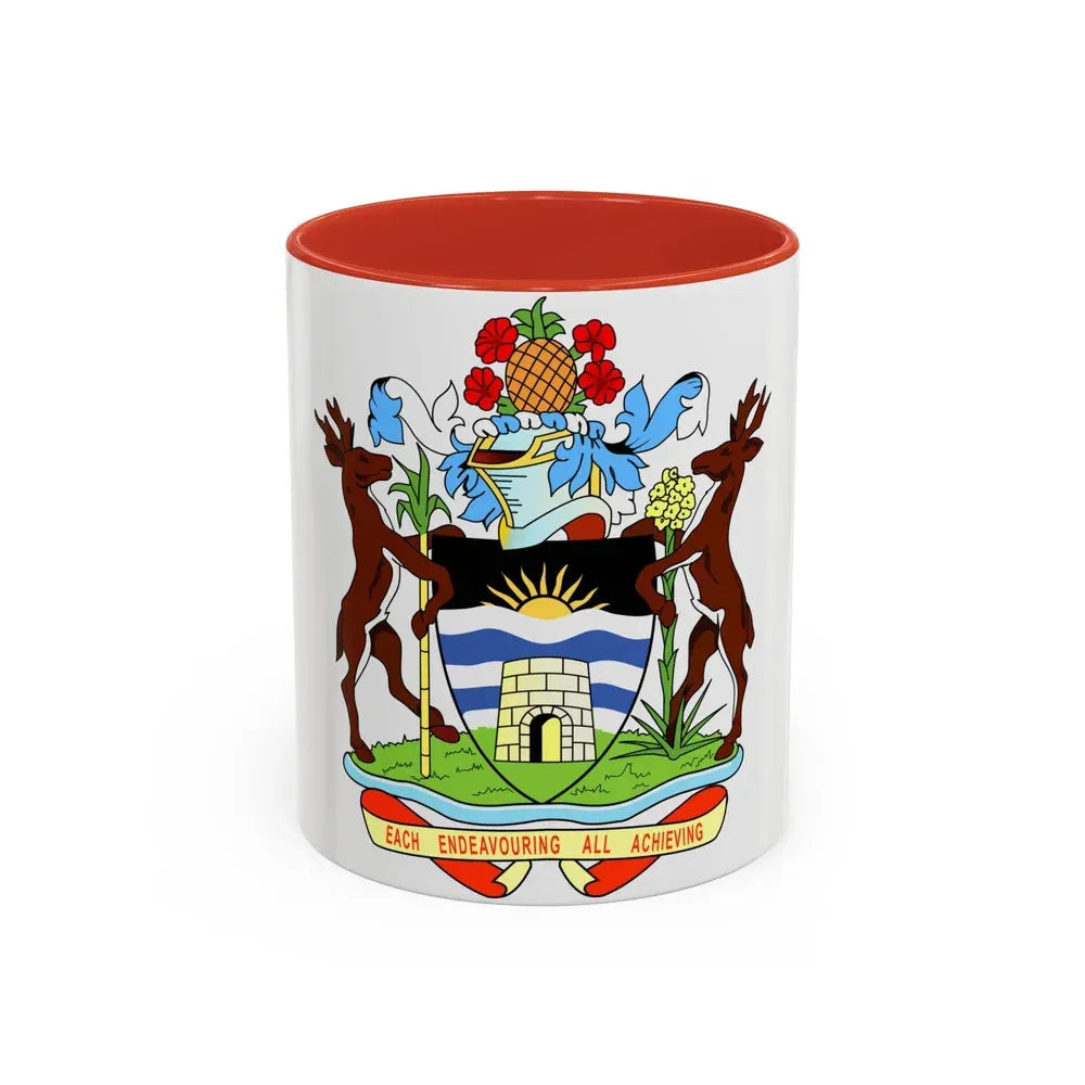 Coat of arms of Antigua and Barbuda - Accent Coffee Mug 11oz Red - Go Mug Yourself