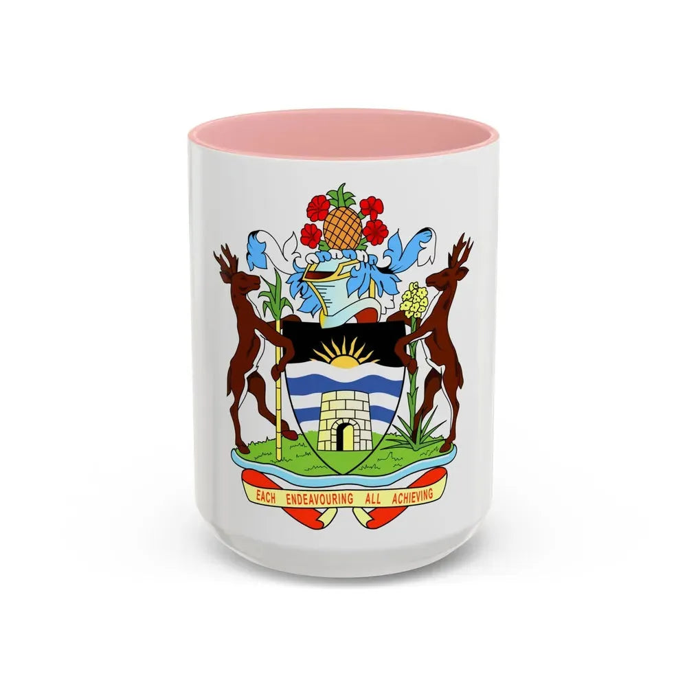 Coat of arms of Antigua and Barbuda - Accent Coffee Mug 15oz Pink - Go Mug Yourself
