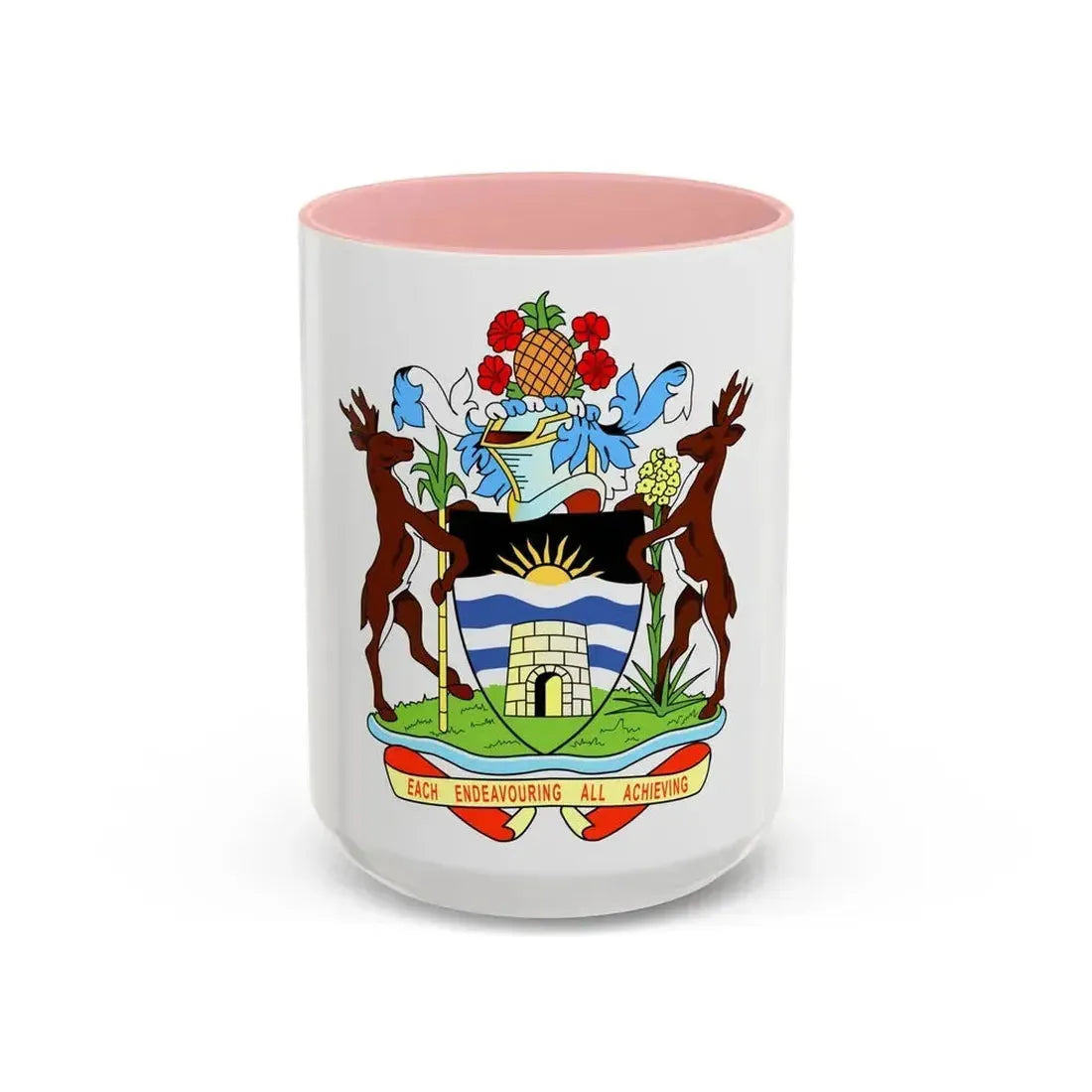 Coat of arms of Antigua and Barbuda - Accent Coffee Mug 15oz Pink - Go Mug Yourself
