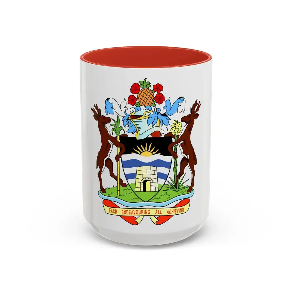 Coat of arms of Antigua and Barbuda - Accent Coffee Mug 15oz Red - Go Mug Yourself