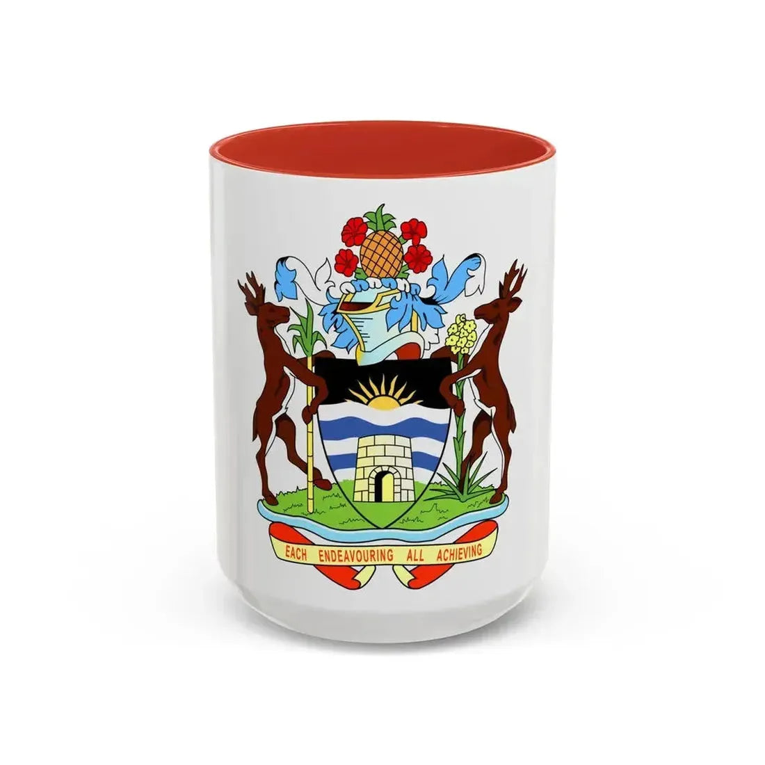 Coat of arms of Antigua and Barbuda - Accent Coffee Mug 15oz Red - Go Mug Yourself