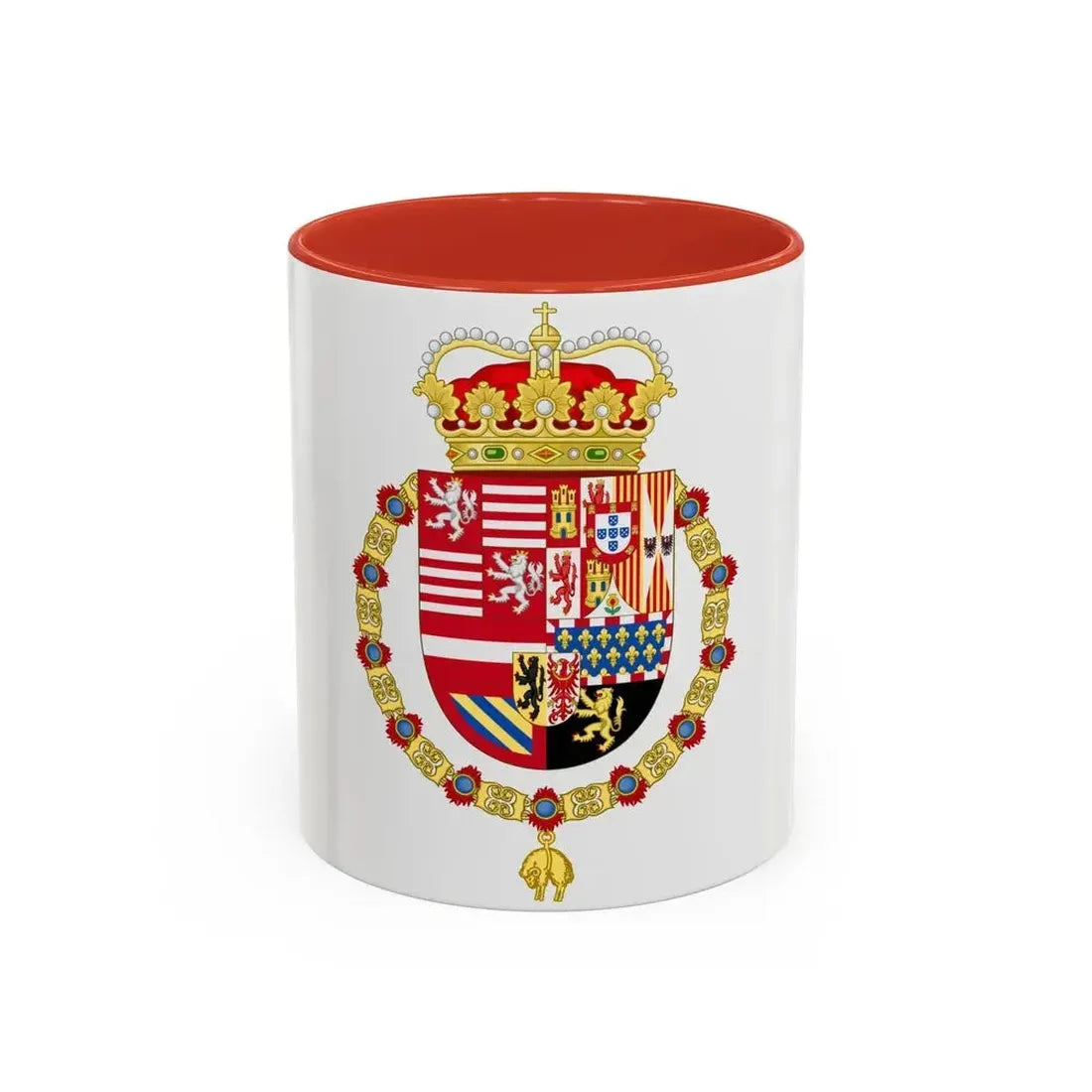 Coat of Arms of Archduke Albert of Austria as Governor-Monarch of the Low Countries - Accent Coffee Mug 11oz Red - Go Mug Yourself