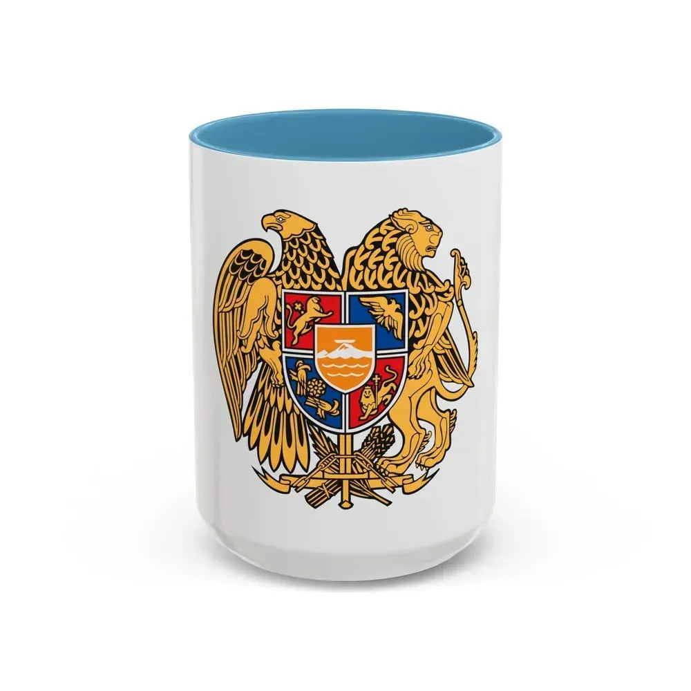 Coat of arms of Armenia - Accent Coffee Mug 15oz Light Blue - Go Mug Yourself