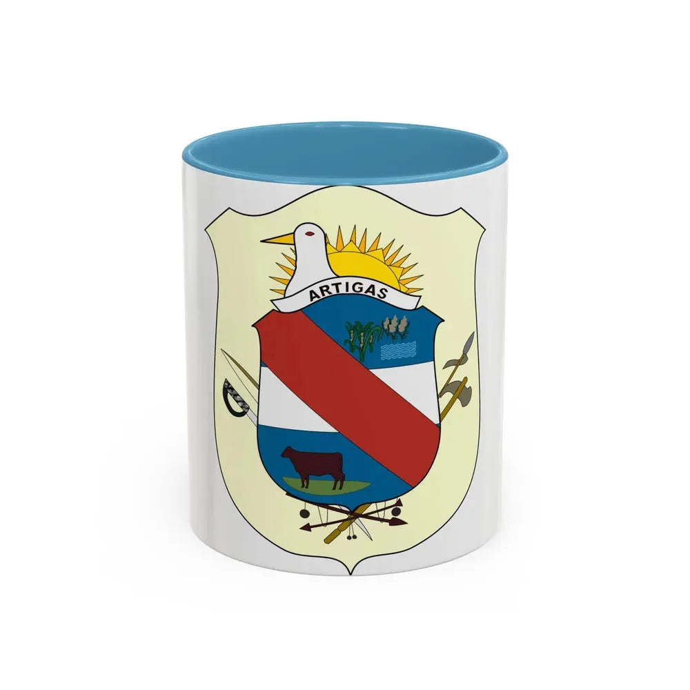 Coat of Arms of Artigas Department, Uruguay - Accent Coffee Mug 11oz Light Blue - Go Mug Yourself