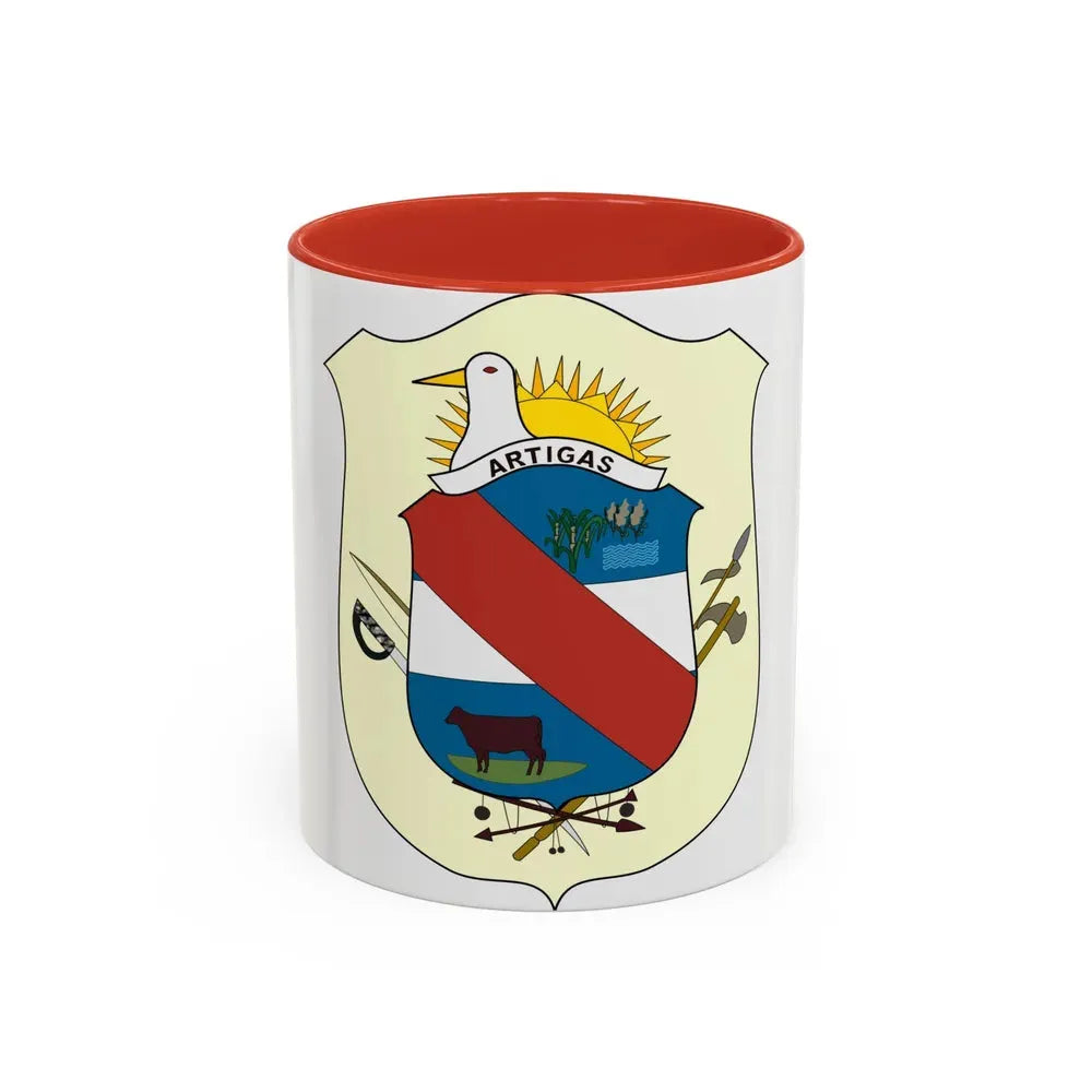 Coat of Arms of Artigas Department, Uruguay - Accent Coffee Mug 11oz Red - Go Mug Yourself