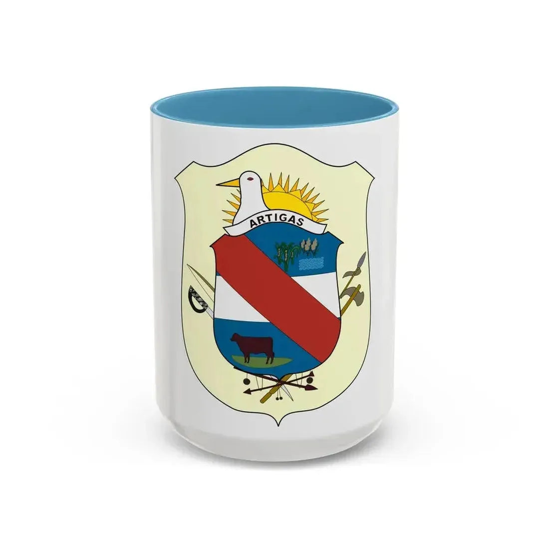 Coat of Arms of Artigas Department, Uruguay - Accent Coffee Mug 15oz Light Blue - Go Mug Yourself