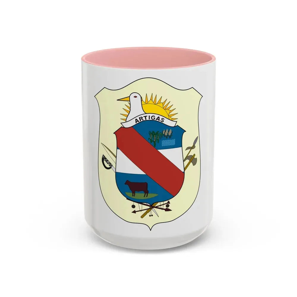 Coat of Arms of Artigas Department, Uruguay - Accent Coffee Mug 15oz Pink - Go Mug Yourself