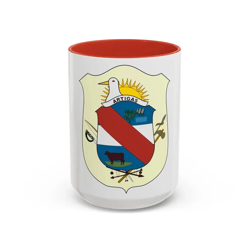 Coat of Arms of Artigas Department, Uruguay - Accent Coffee Mug 15oz Red - Go Mug Yourself