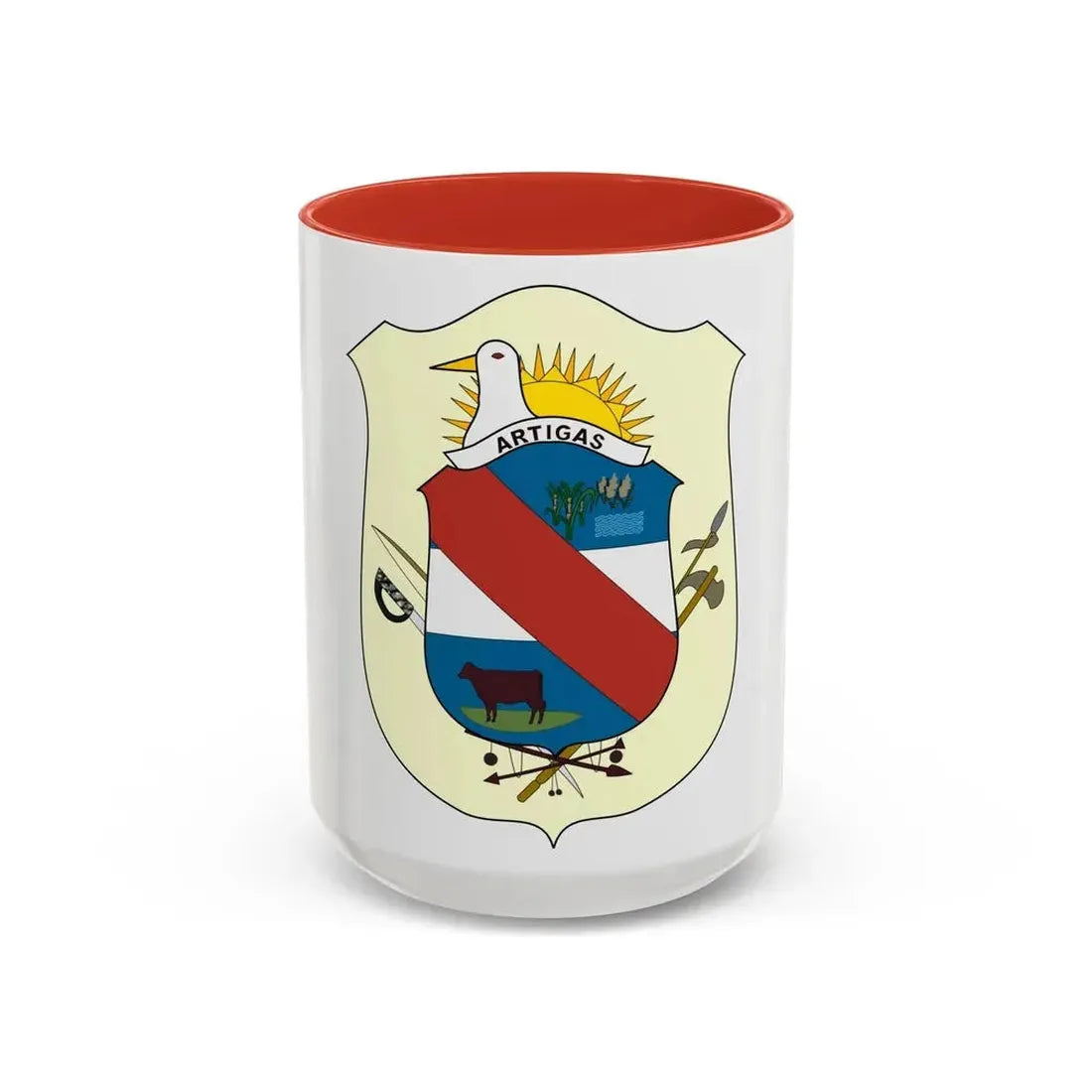 Coat of Arms of Artigas Department, Uruguay - Accent Coffee Mug 15oz Red - Go Mug Yourself