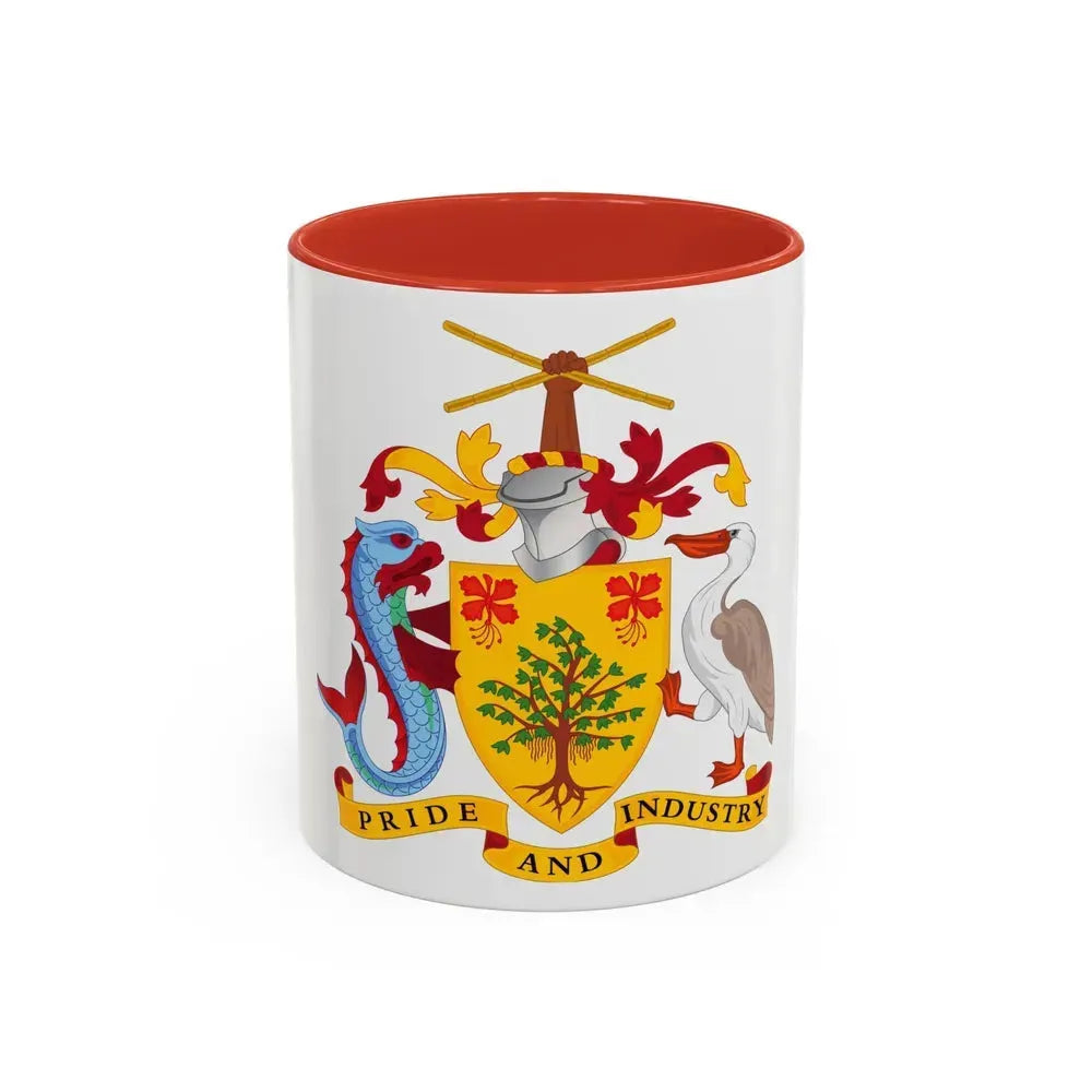 Coat of arms of Barbados - Accent Coffee Mug 11oz Red - Go Mug Yourself