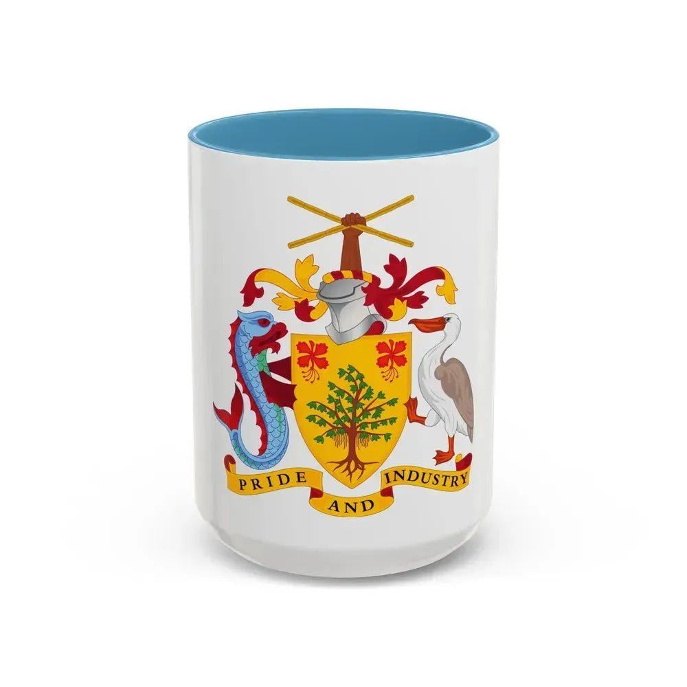 Coat of arms of Barbados - Accent Coffee Mug 15oz Light Blue - Go Mug Yourself