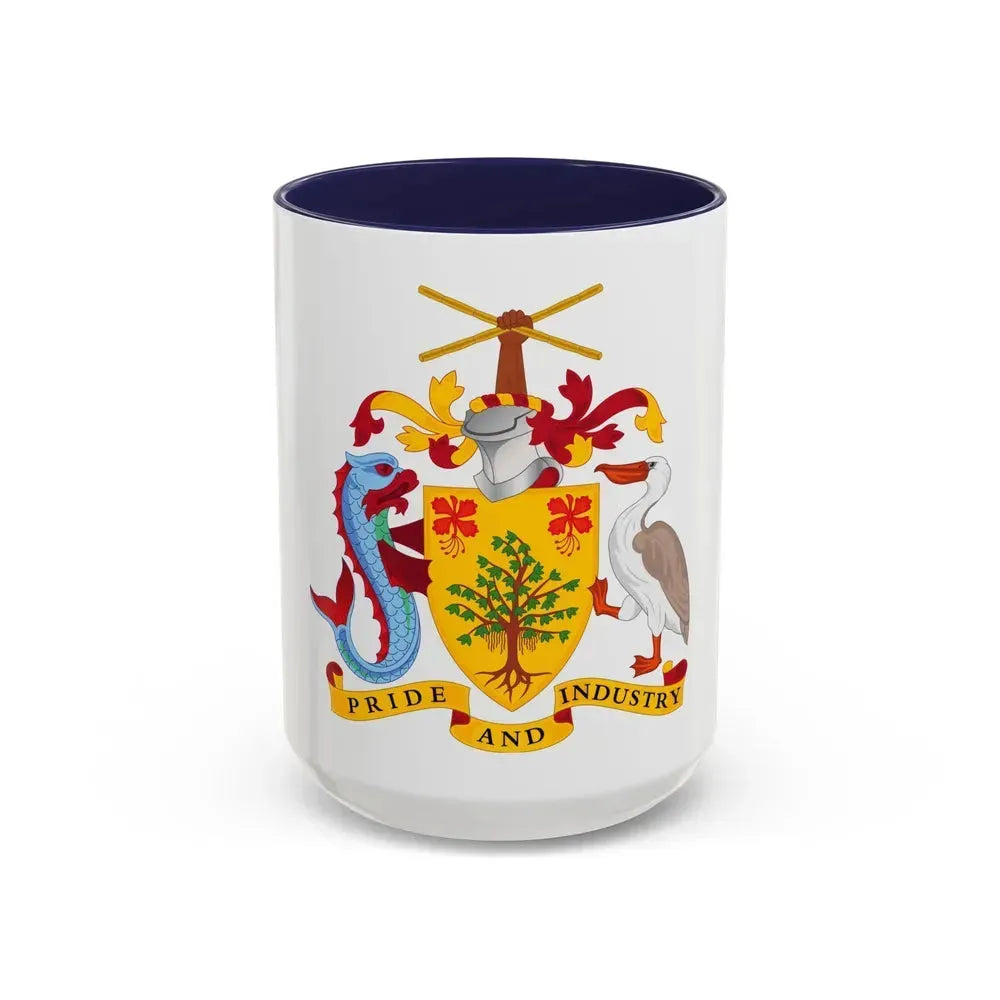 Coat of arms of Barbados - Accent Coffee Mug 15oz Navy - Go Mug Yourself
