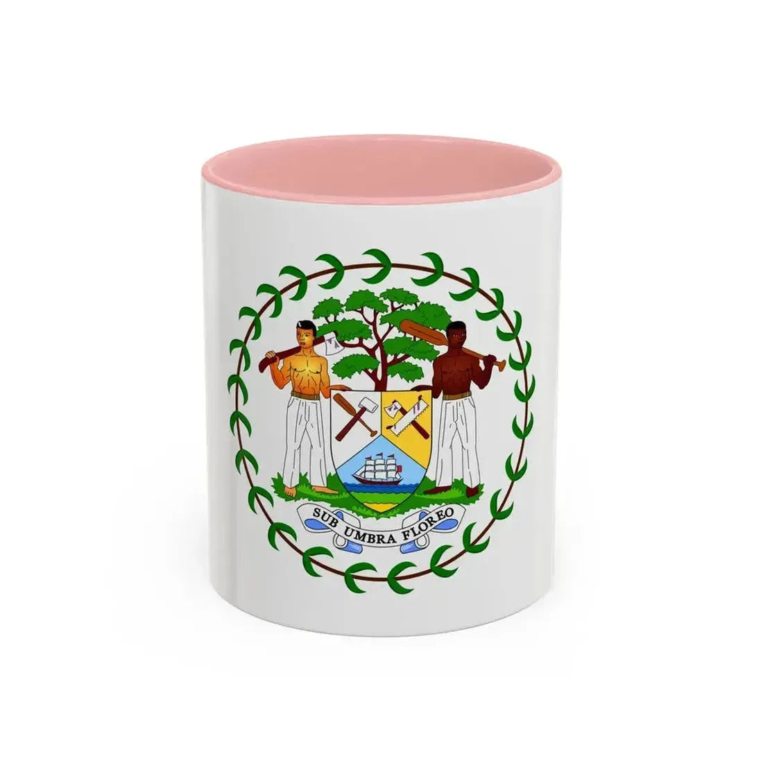 Coat of arms of Belize (1981-2019) - Accent Coffee Mug 11oz Pink - Go Mug Yourself