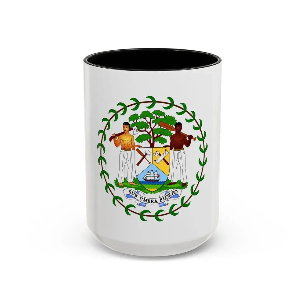 Coat of arms of Belize (1981-2019) - Accent Coffee Mug 15oz Black - Go Mug Yourself