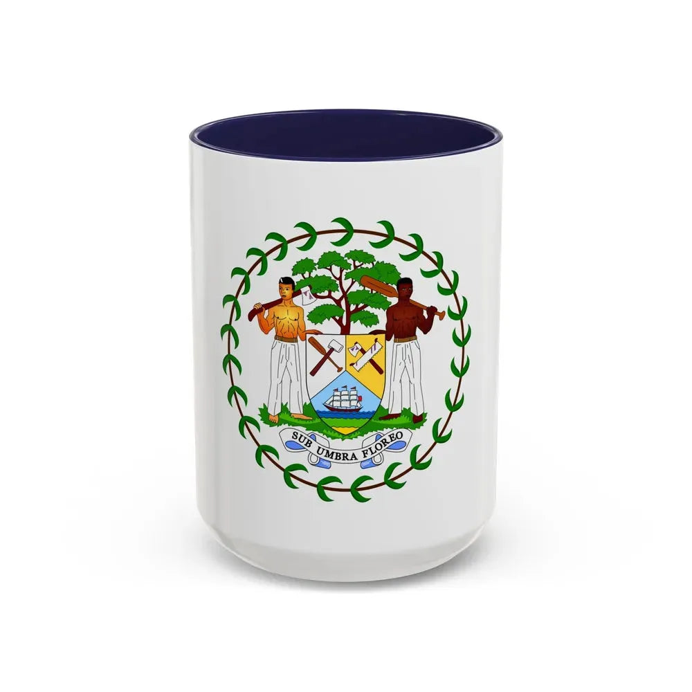 Coat of arms of Belize (1981-2019) - Accent Coffee Mug 15oz Navy - Go Mug Yourself