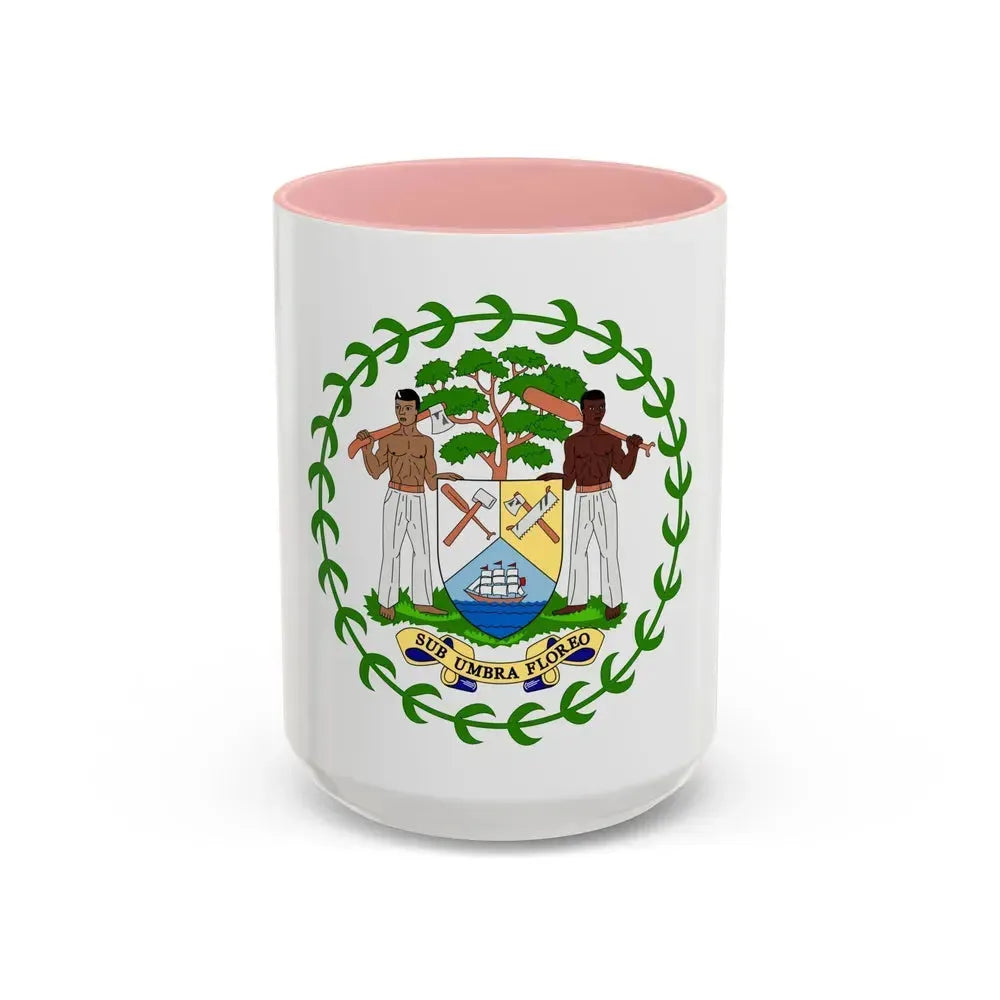 Coat of arms of Belize - Accent Coffee Mug 15oz Pink - Go Mug Yourself