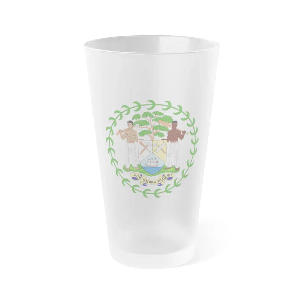 Coat of arms of Belize - Frosted Pint Glass 16oz Default Title - Go Mug Yourself