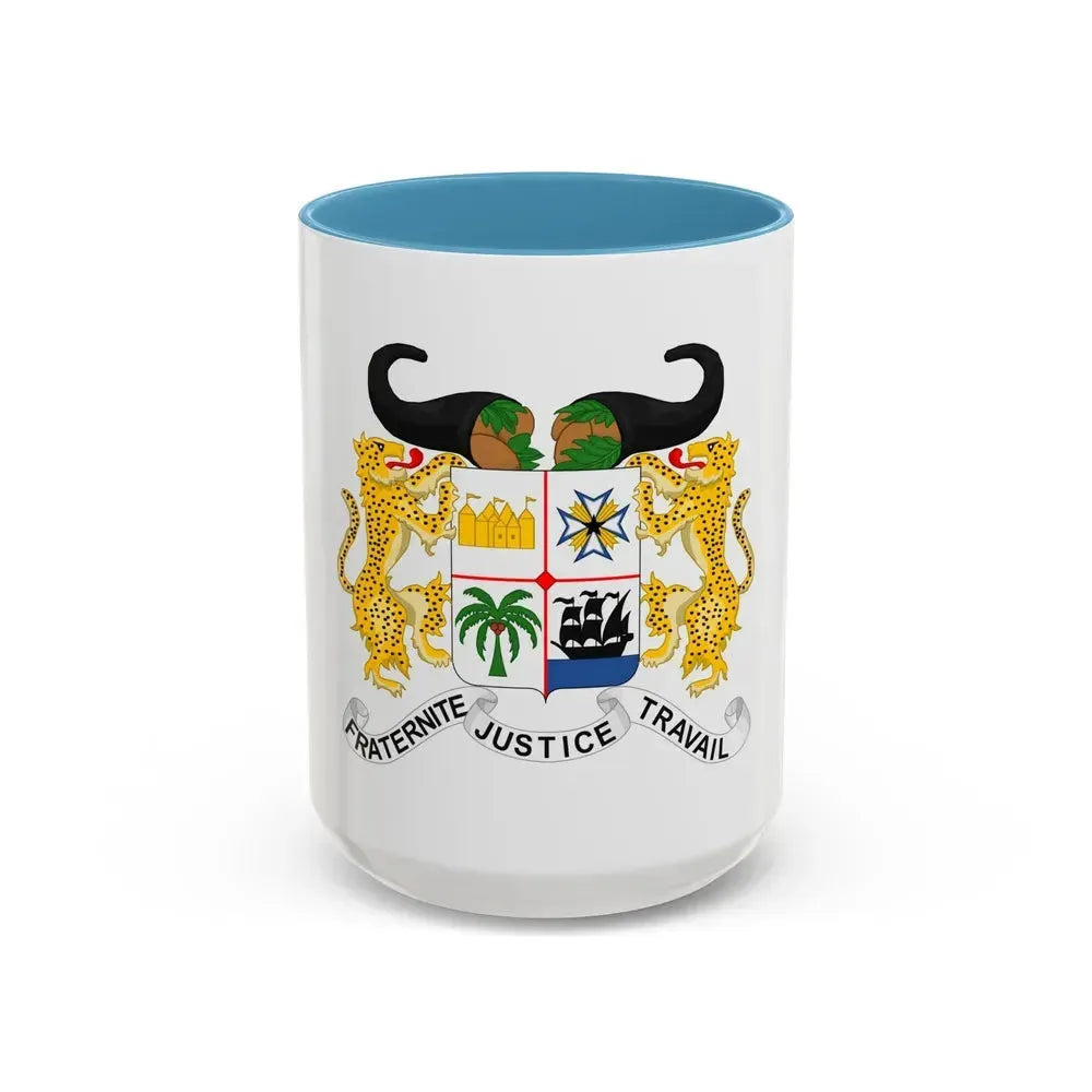 Coat of arms of Benin - Accent Coffee Mug 15oz Light Blue - Go Mug Yourself