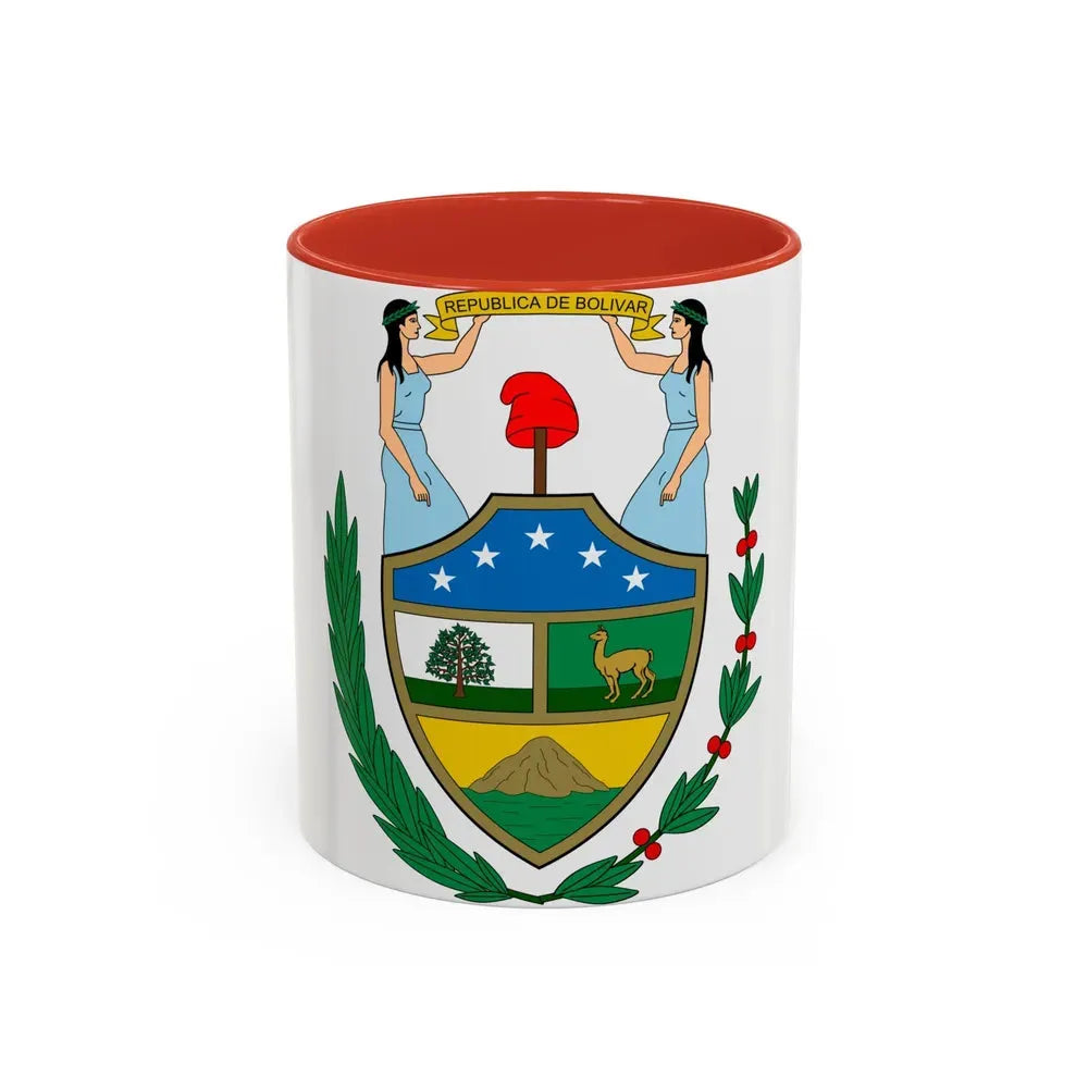 Coat of arms of Bolivia (1825) - Accent Coffee Mug 11oz Red - Go Mug Yourself
