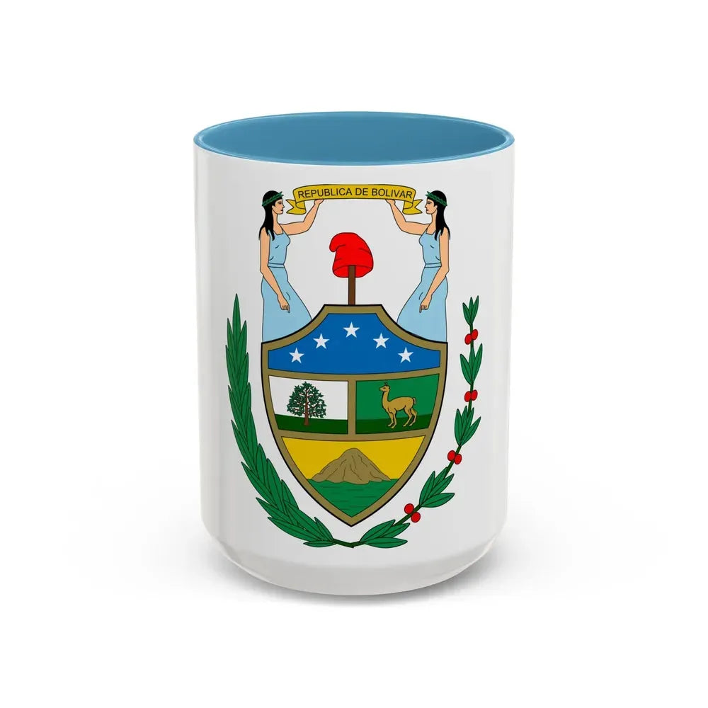 Coat of arms of Bolivia (1825) - Accent Coffee Mug 15oz Light Blue - Go Mug Yourself
