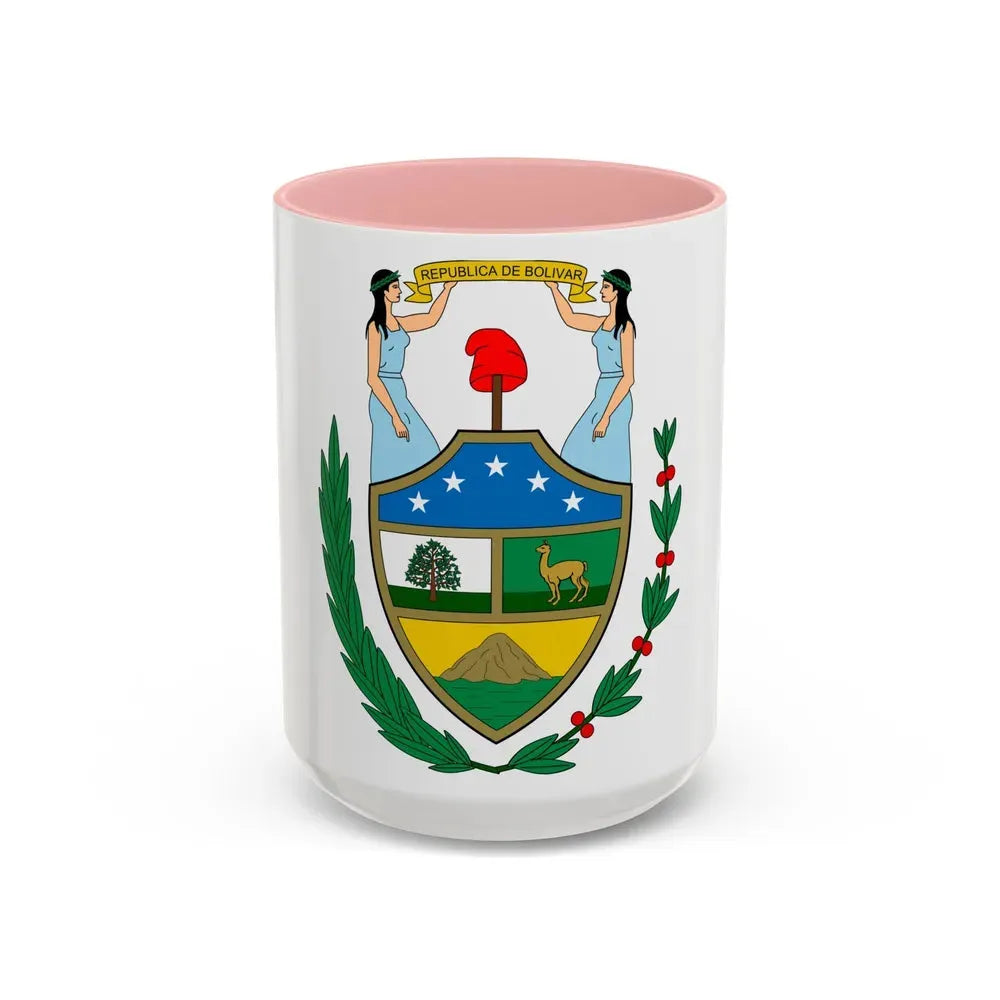 Coat of arms of Bolivia (1825) - Accent Coffee Mug 15oz Pink - Go Mug Yourself