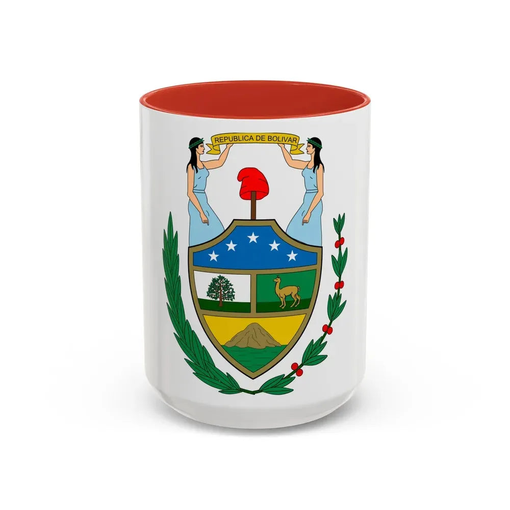 Coat of arms of Bolivia (1825) - Accent Coffee Mug 15oz Red - Go Mug Yourself
