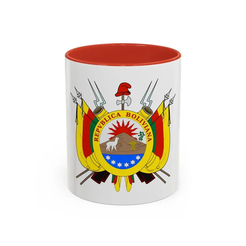 Coat of arms of Bolivia (1826) - Accent Coffee Mug 11oz Red - Go Mug Yourself