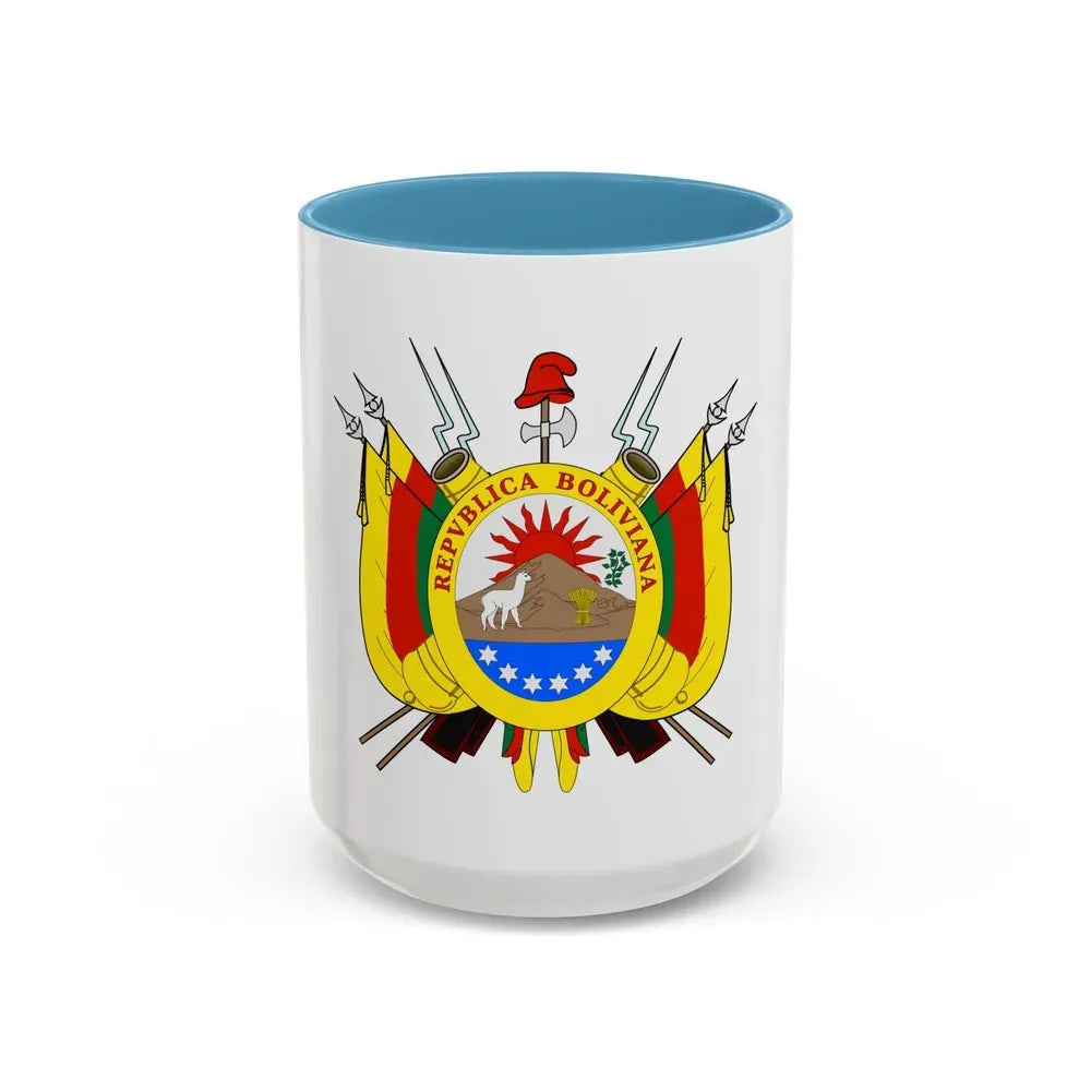 Coat of arms of Bolivia (1826) - Accent Coffee Mug 15oz Light Blue - Go Mug Yourself
