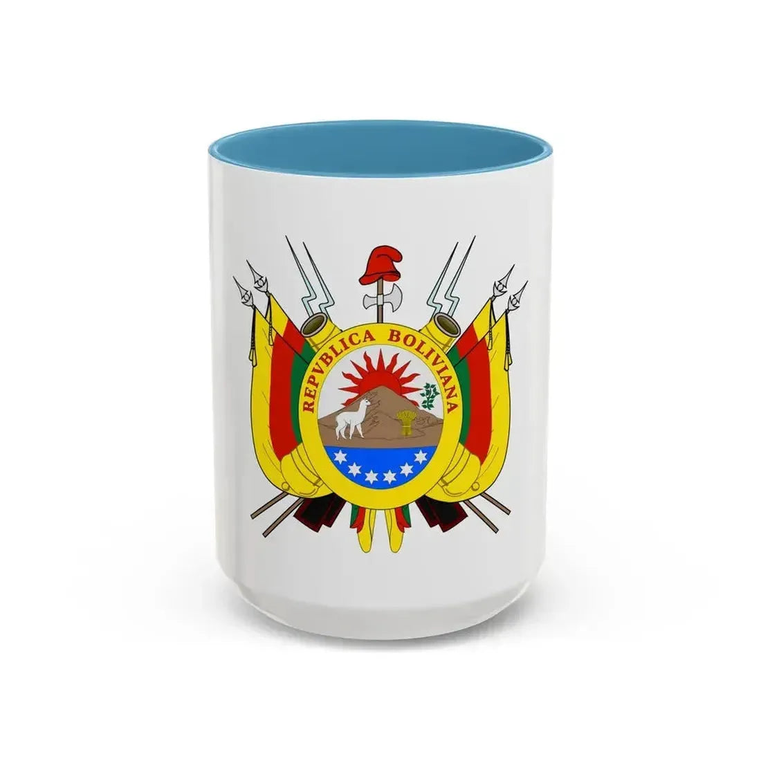 Coat of arms of Bolivia (1826) - Accent Coffee Mug 15oz Light Blue - Go Mug Yourself
