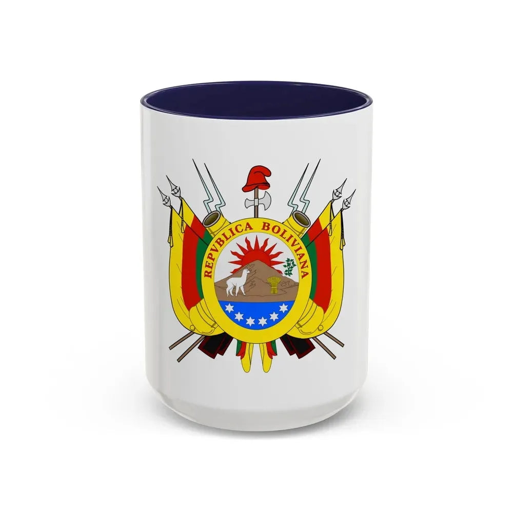 Coat of arms of Bolivia (1826) - Accent Coffee Mug 15oz Navy - Go Mug Yourself