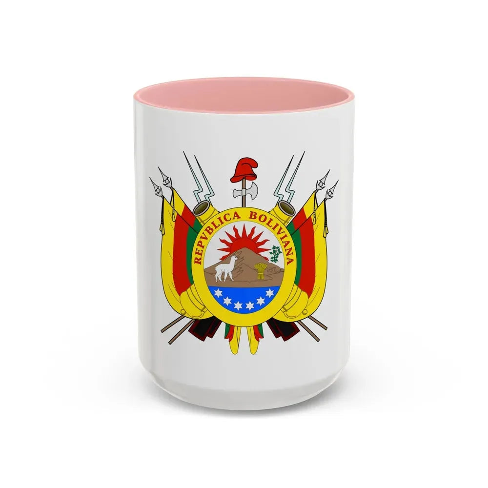 Coat of arms of Bolivia (1826) - Accent Coffee Mug 15oz Pink - Go Mug Yourself
