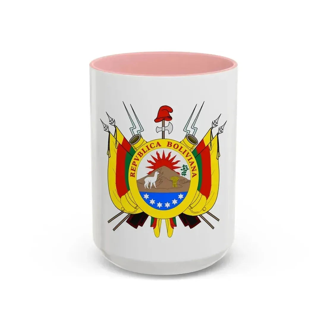Coat of arms of Bolivia (1826) - Accent Coffee Mug 15oz Pink - Go Mug Yourself