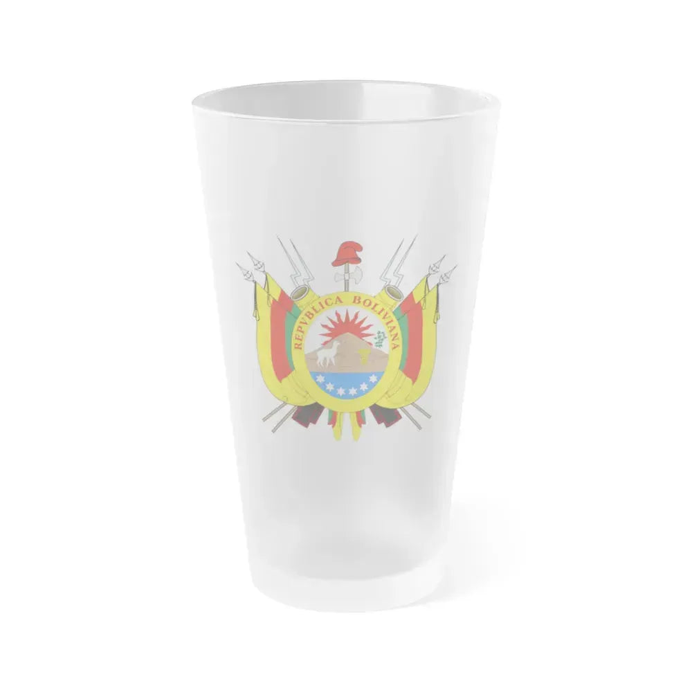 Coat of arms of Bolivia (1826) - Frosted Pint Glass 16oz 16oz Frosted - Go Mug Yourself