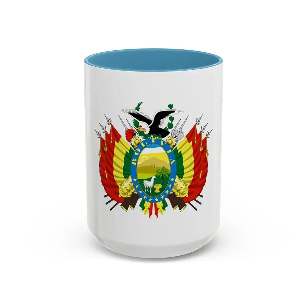 Coat of arms of Bolivia - Accent Coffee Mug 15oz Light Blue - Go Mug Yourself