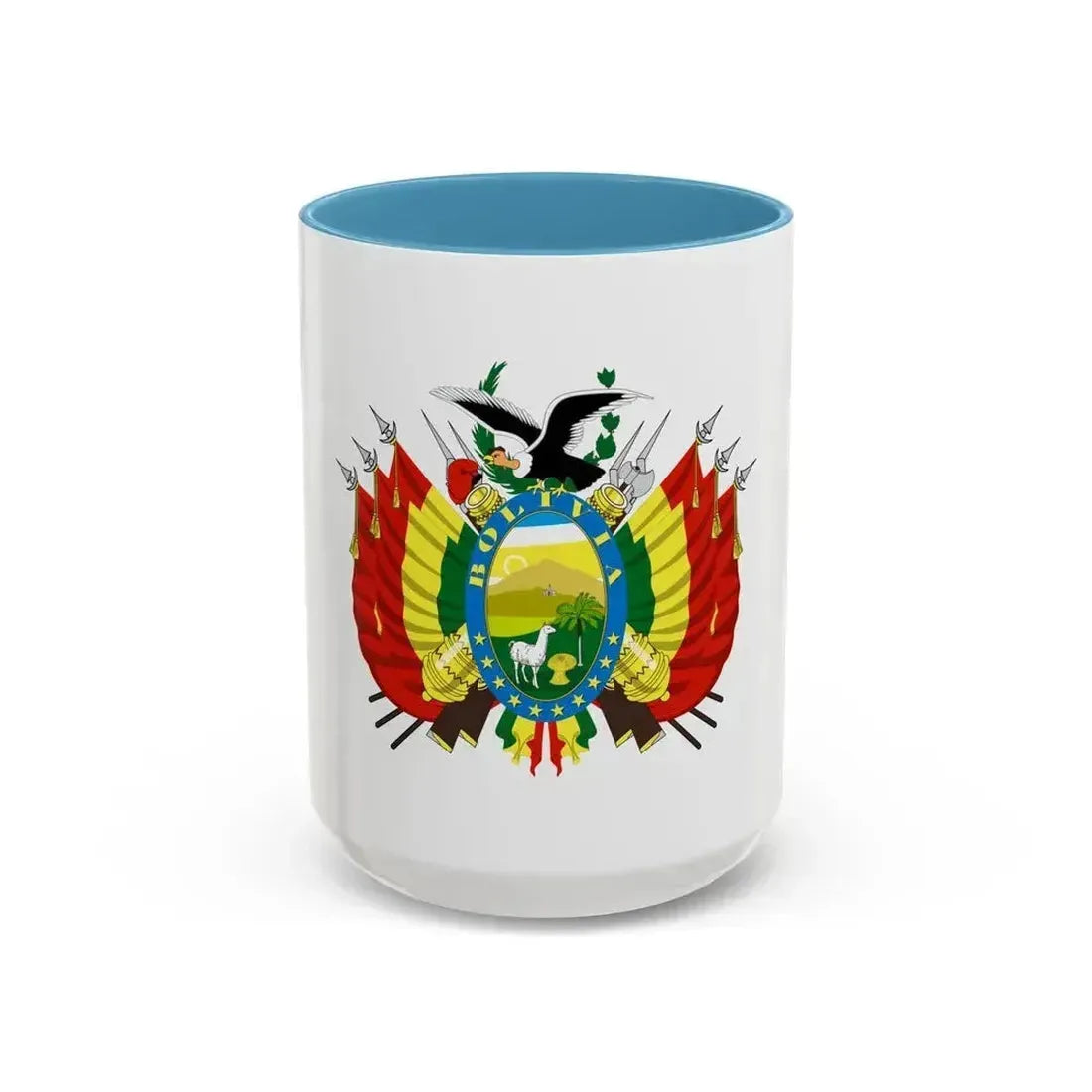 Coat of arms of Bolivia - Accent Coffee Mug 15oz Light Blue - Go Mug Yourself