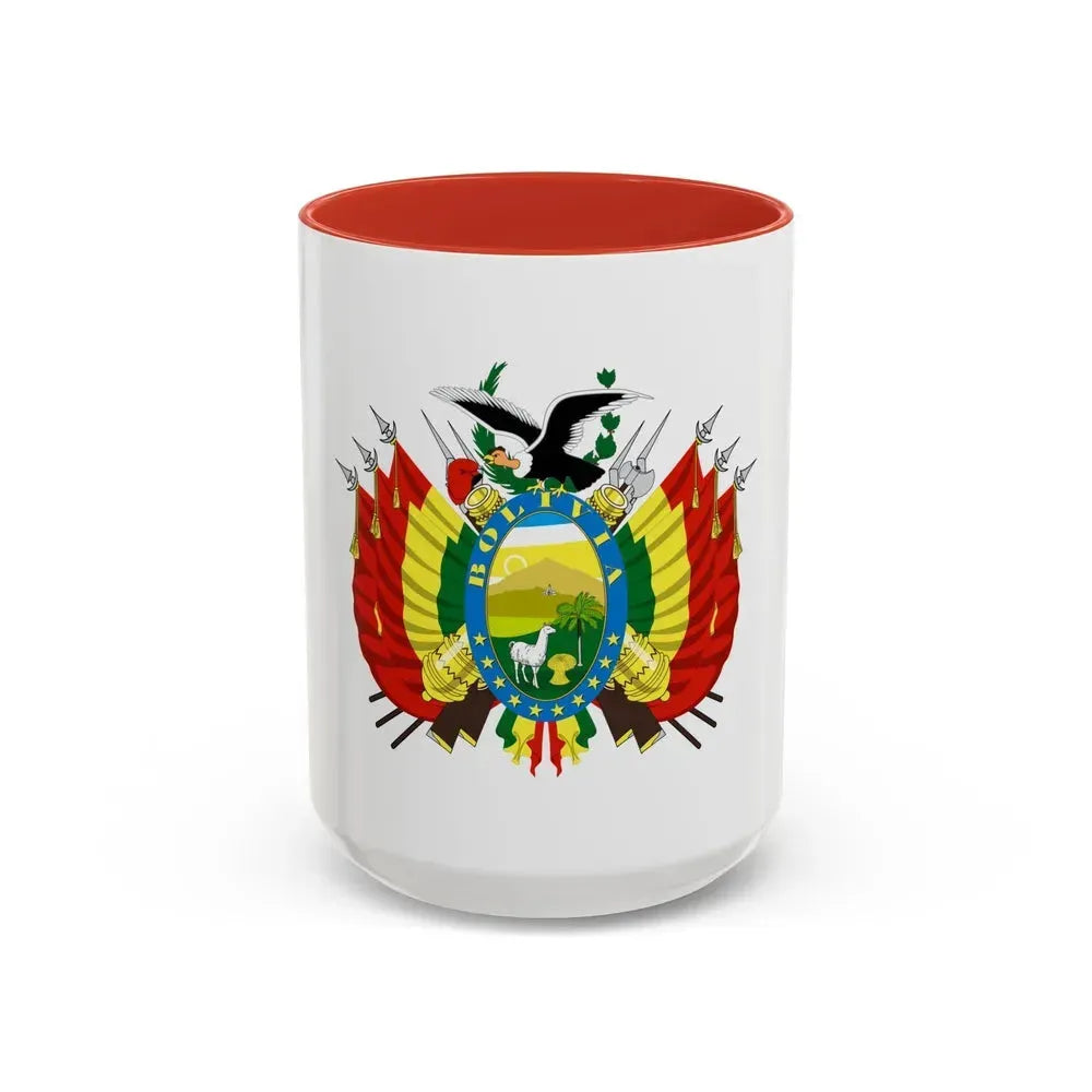 Coat of arms of Bolivia - Accent Coffee Mug 15oz Red - Go Mug Yourself