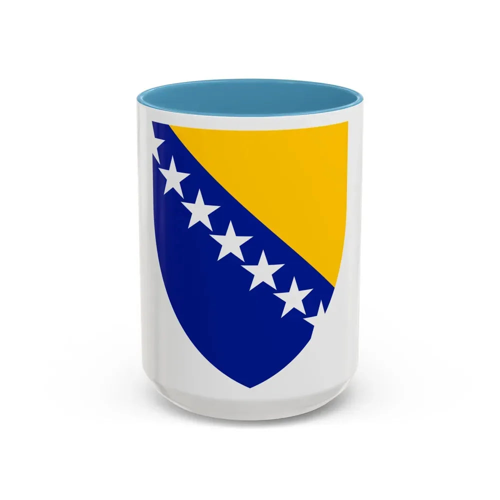 Coat of arms of Bosnia and Herzegovina - Accent Coffee Mug 15oz Light Blue - Go Mug Yourself