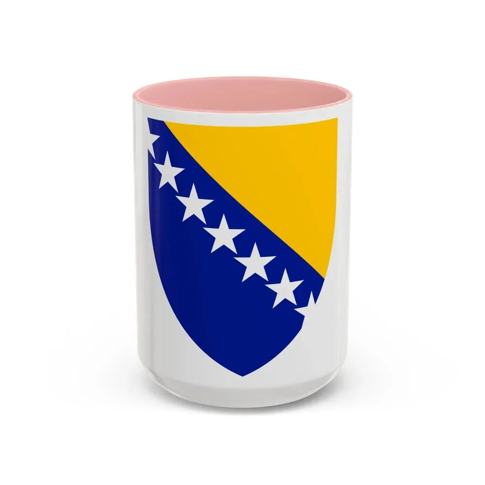 Coat of arms of Bosnia and Herzegovina - Accent Coffee Mug 15oz Pink - Go Mug Yourself