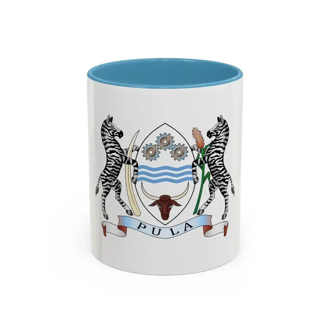 Coat of arms of Botswana - Accent Coffee Mug 11oz Light Blue - Go Mug Yourself