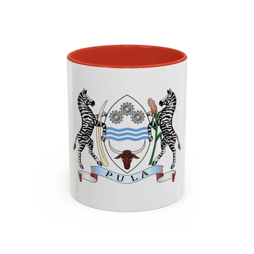 Coat of arms of Botswana - Accent Coffee Mug 11oz Red - Go Mug Yourself
