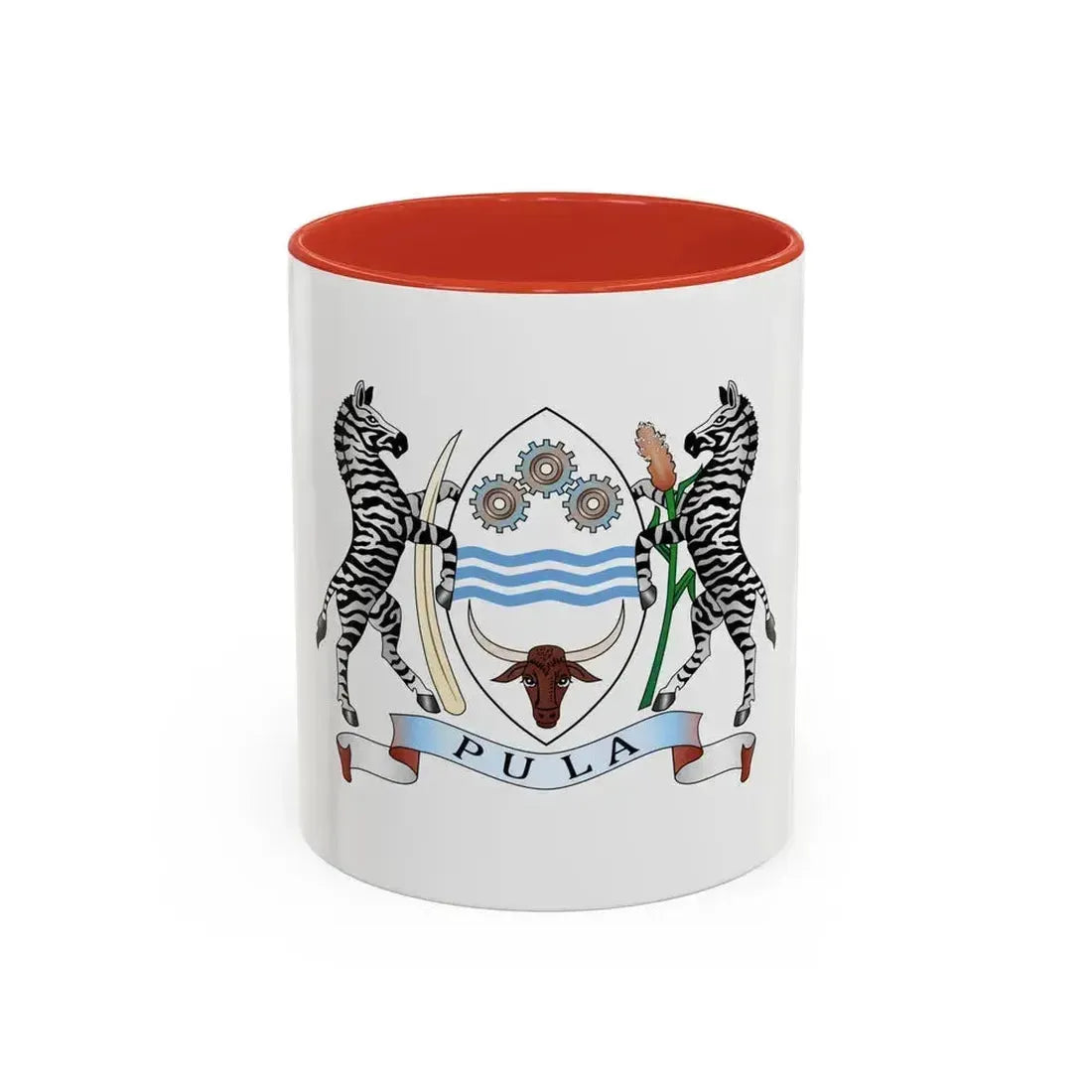 Coat of arms of Botswana - Accent Coffee Mug 11oz Red - Go Mug Yourself