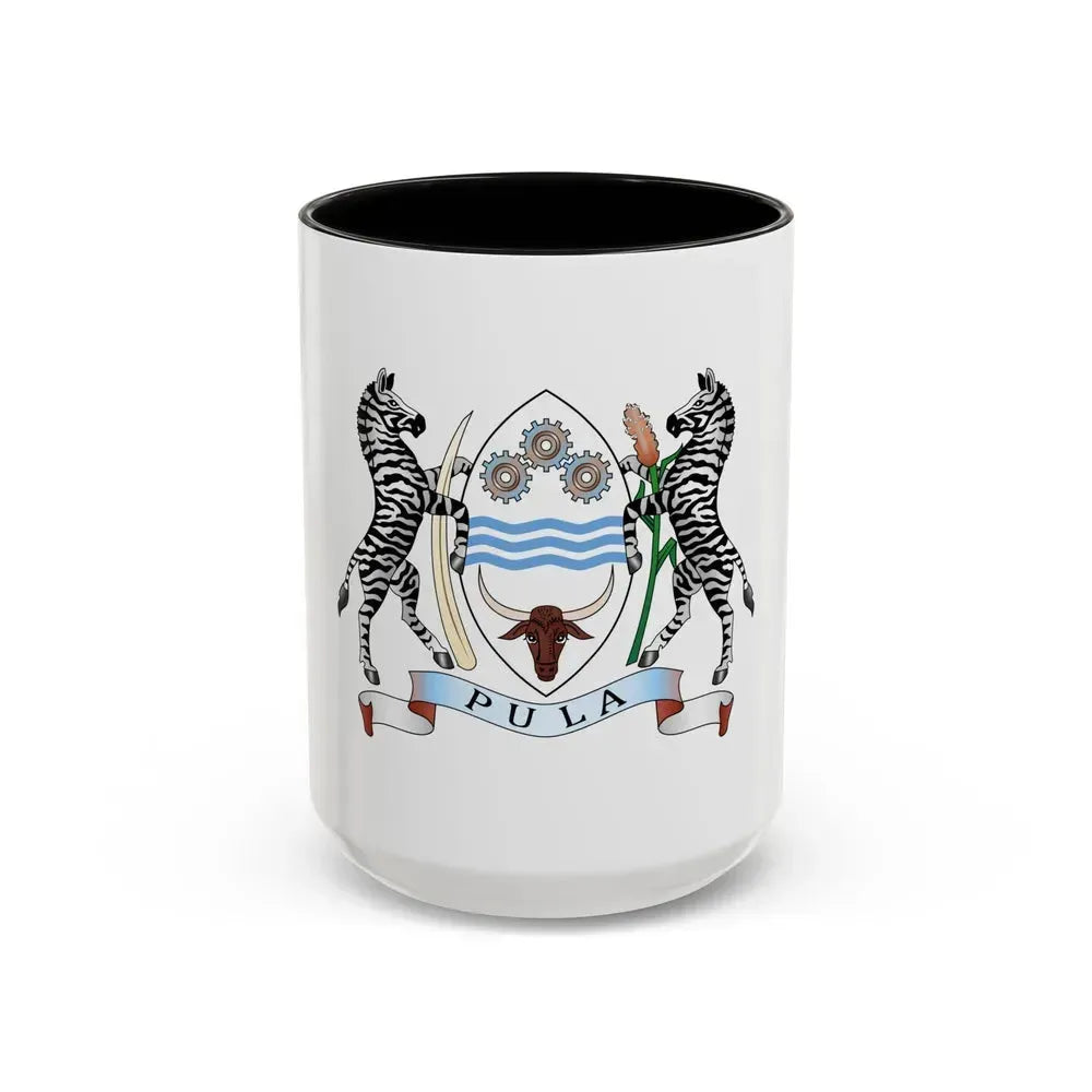 Coat of arms of Botswana - Accent Coffee Mug 15oz Black - Go Mug Yourself