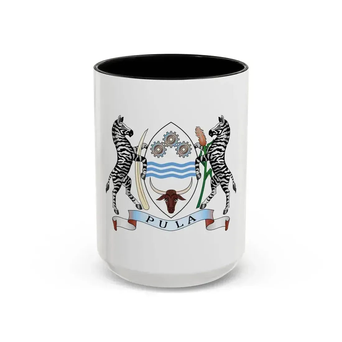 Coat of arms of Botswana - Accent Coffee Mug 15oz Black - Go Mug Yourself