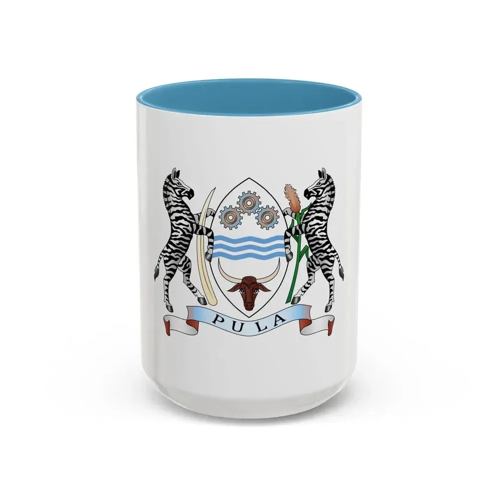 Coat of arms of Botswana - Accent Coffee Mug 15oz Light Blue - Go Mug Yourself