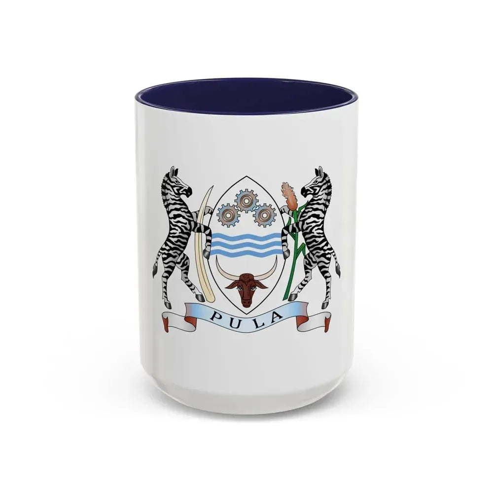 Coat of arms of Botswana - Accent Coffee Mug 15oz Navy - Go Mug Yourself